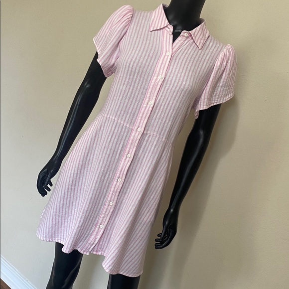 Alexis Dresses & Skirts - Alexis Pink and White Striped Button Mini Dress
